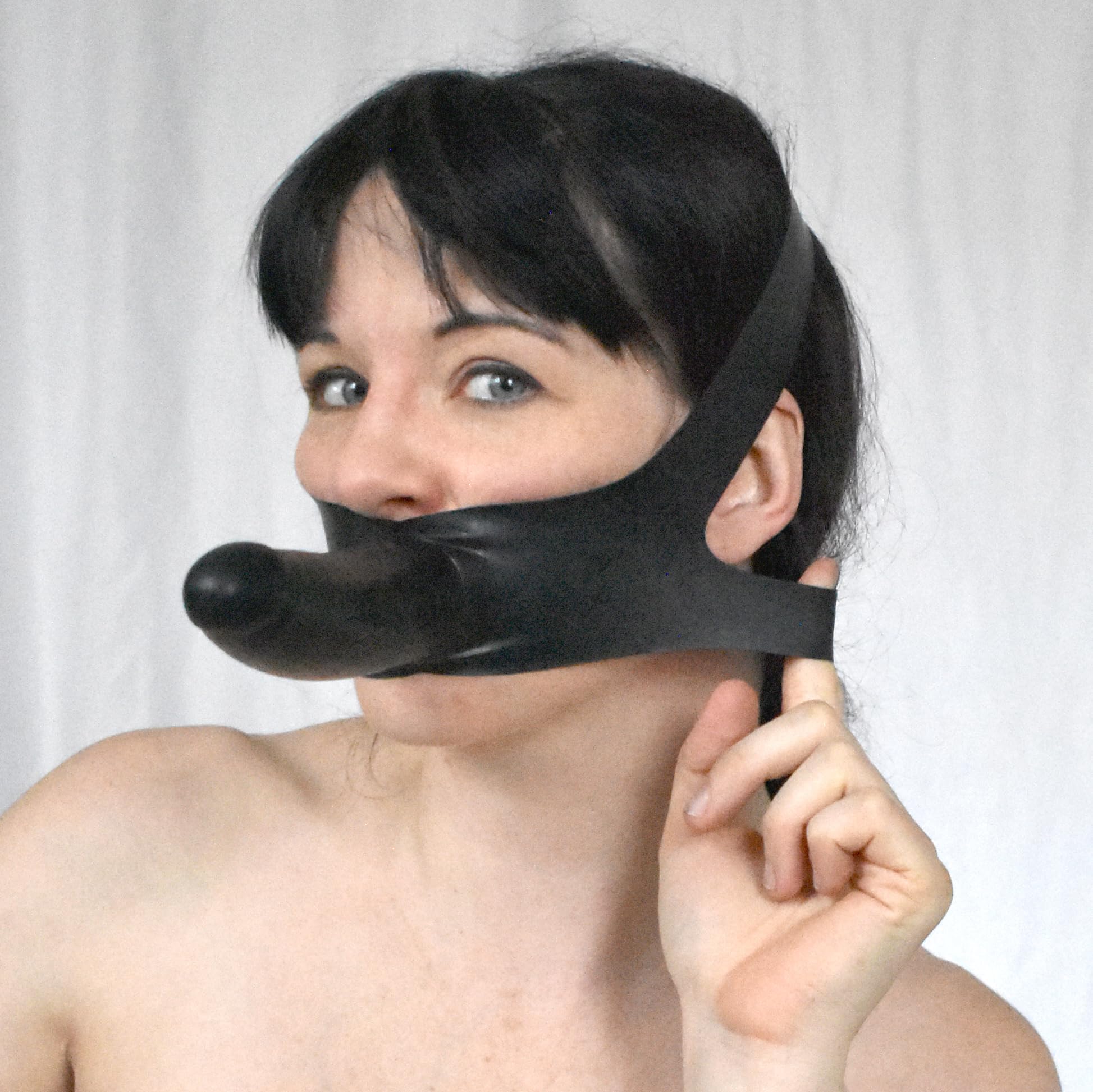 Mordaza BDSM de Látex con Dildo, Dildo Mordaza & Consolador Facial, SM Fetiche Bondage Arnés, Mouth Gag & Mordaza Sexo, Juguete Sexual para Parejas