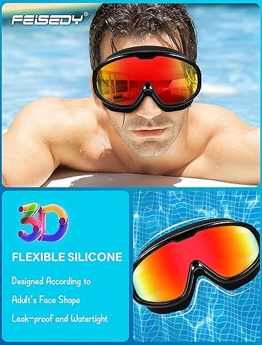 Miniatura 2 de FEISEDY Gafas de natación sin fugas, antivaho para piscina, para adultos, hombres, mujeres, jóvenes, visión clara de 180, UV400 B2389