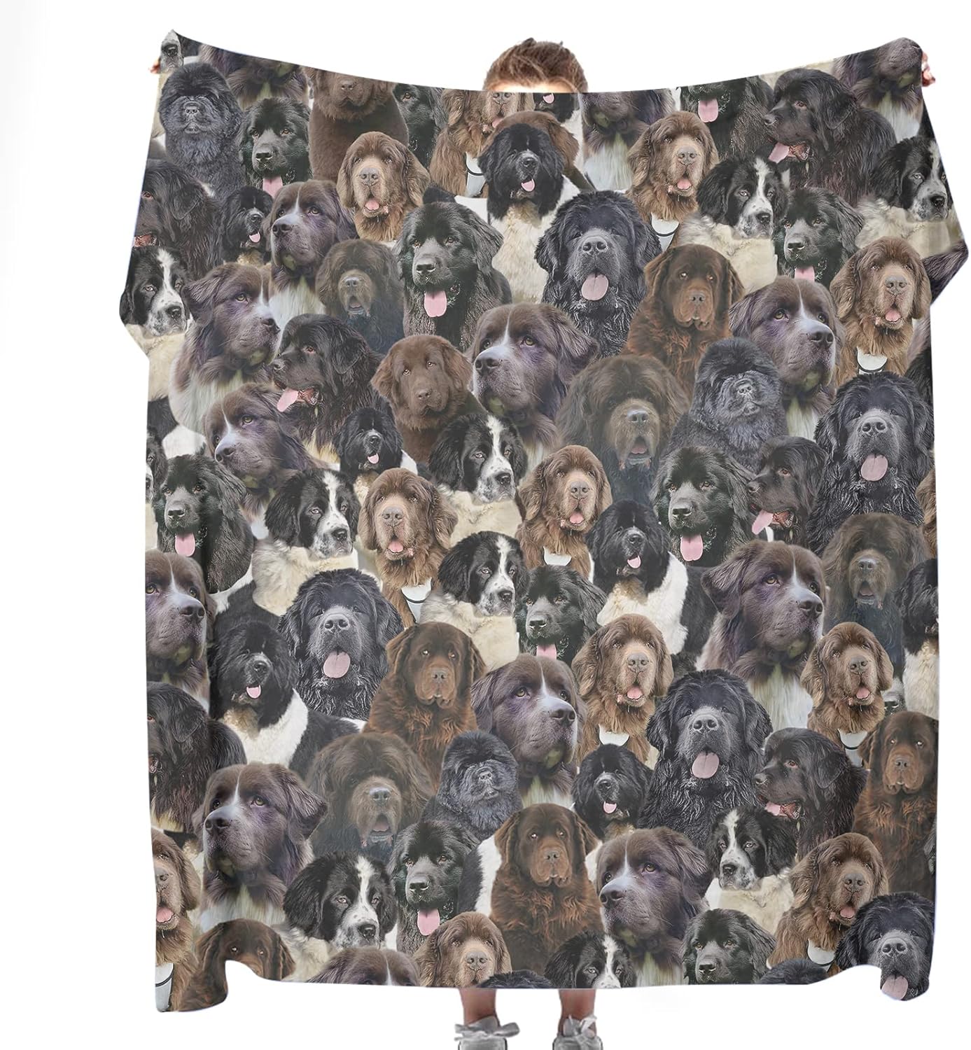 Cowcute Newfoundland Dog Printed Blanket - Memorial Gift for Newfoundland Lover/Dogs Mom/Pet Dog Ower- Funny Puppy Dog Face All Over Print Throws Blankets for Kids Adults