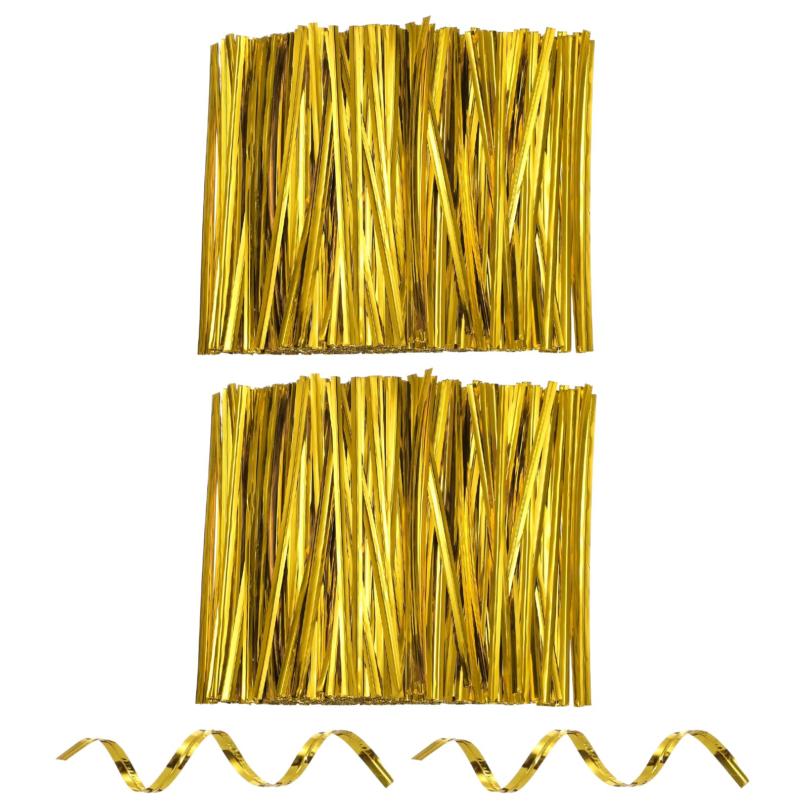 sourcing map 1600pcs Bag Twist Ties 120mm Reusable Metallic Twist Ties Wire Cable Ties Plastic Bag Sealers for Party Bread Candy Cake Present Supplies, Gold Tone