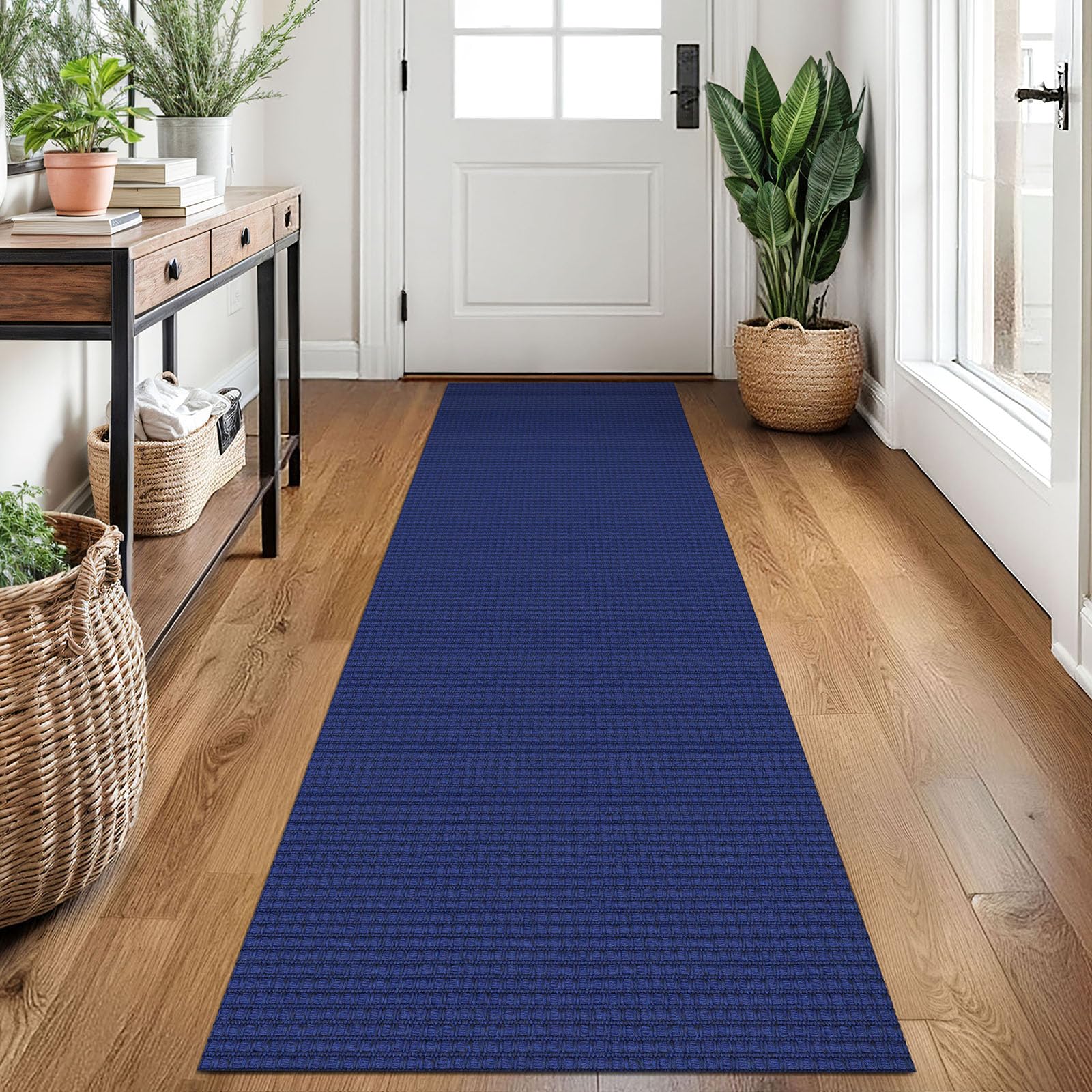 EARTHALL Woven Runner Rug 2x7 Ft Washable Runners for Hallways Cotton Non Slip Rubber Backed Kitchen Runner Braided Indoor Floor Carpet for Entryway,