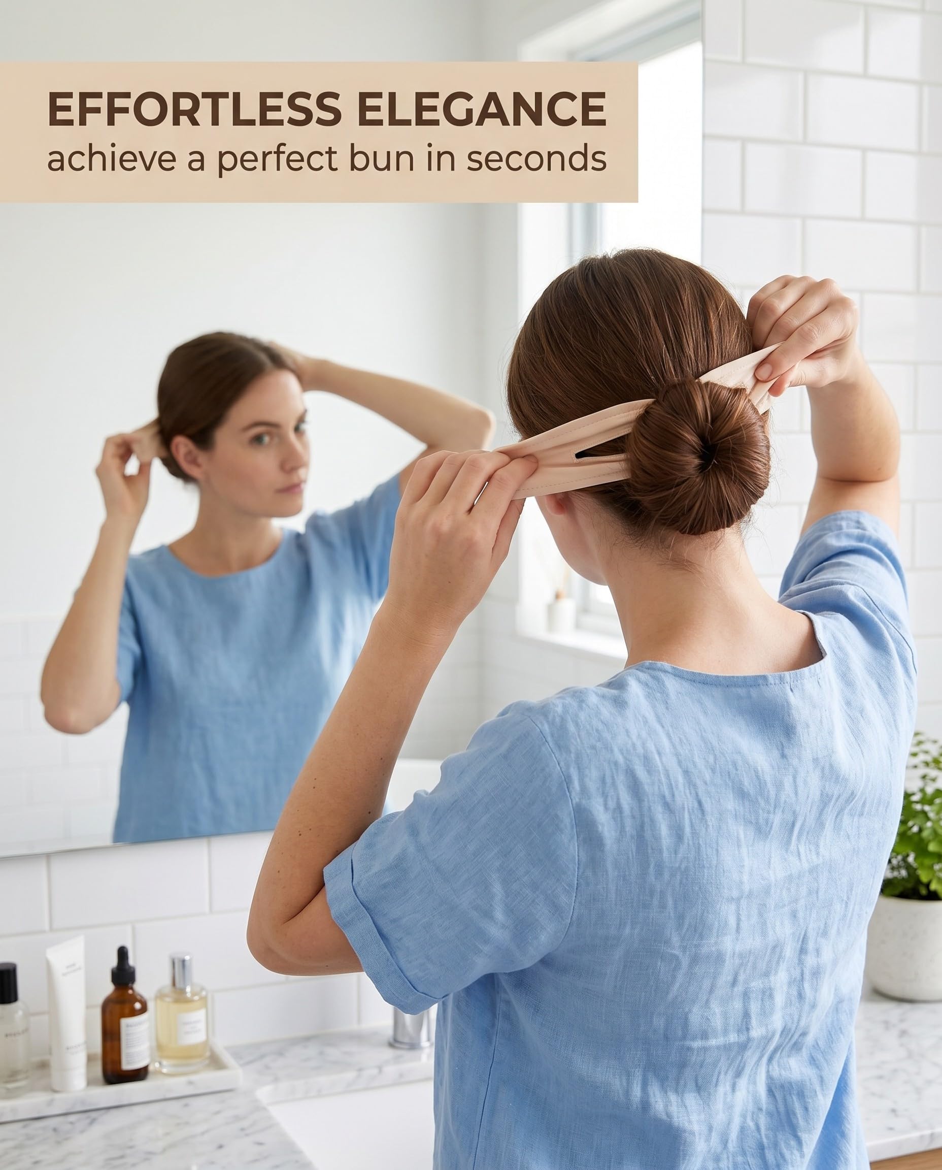 Fermagli Chignon Facile per Capelli 3 Pezzi Beige, Khaki, Motivo Floreale. Creatore Ciambella Senza Calore per Acconciature Veloci Eleganti Donna e Ragazza.