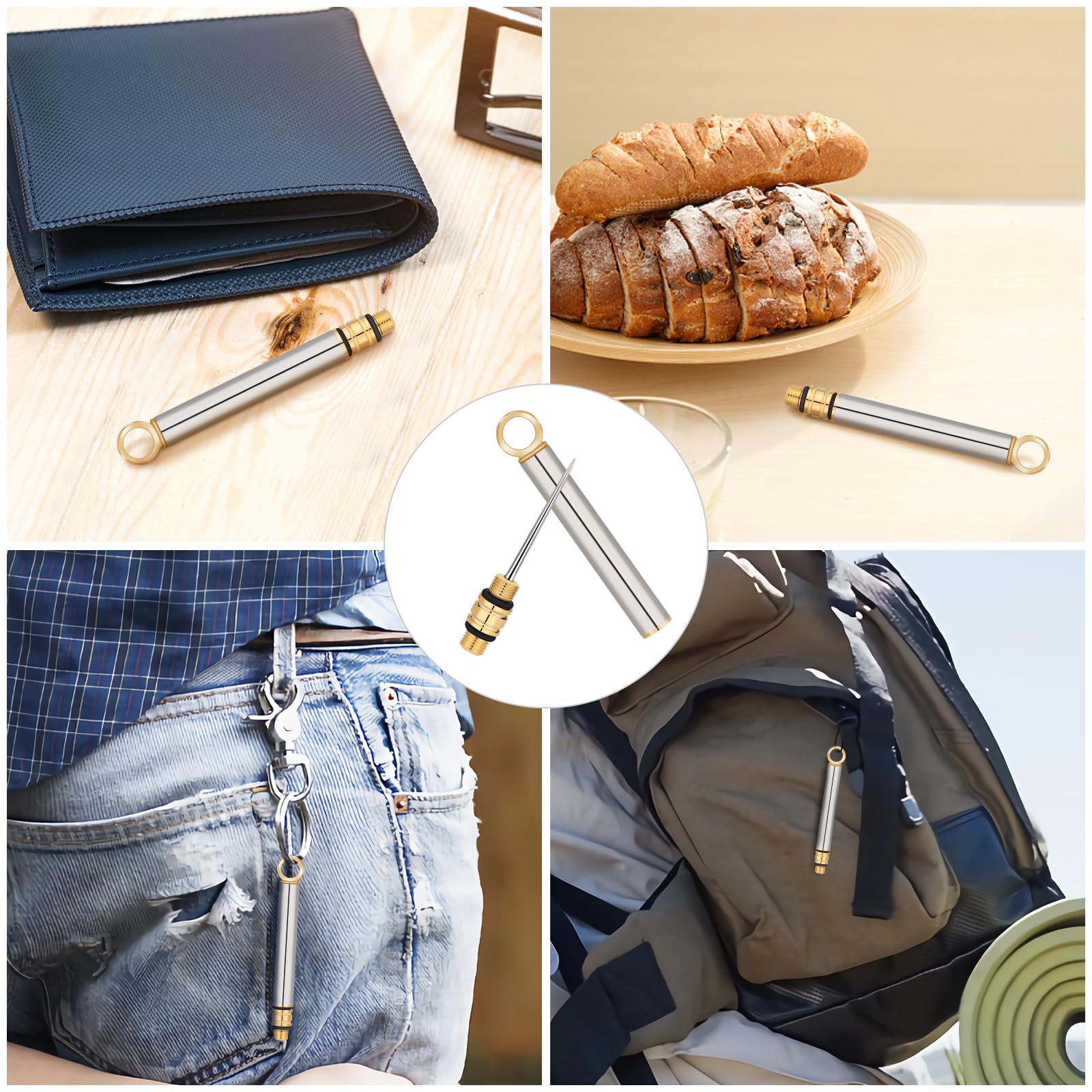 Wiederverwendbare Titan-Zahnstocher, Metall-Zahnstocher, Mini-Edelstahl-Zahnstocher, tragbare Zahnstocher, Obstspieße, Metalltaschen-Zahnstocher für Küche und Outdoor, 3 Stück (Silber)