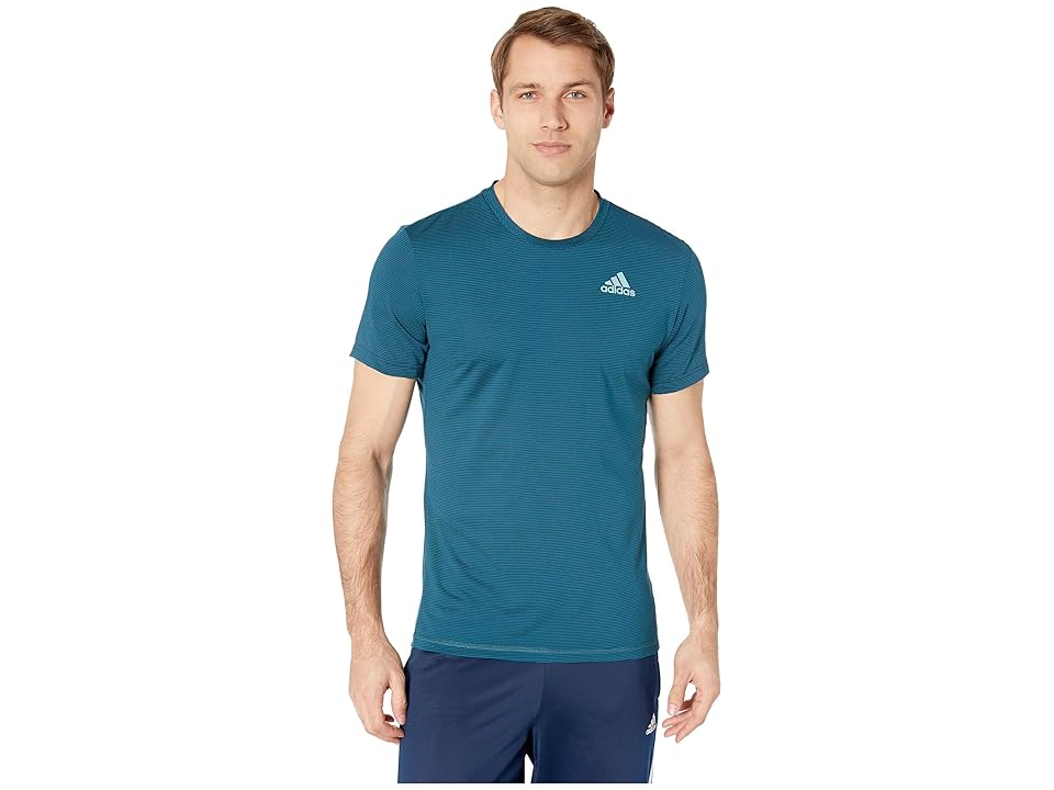 

adidas Parley Striped T-Shirt (Legend Ink/petrol Night) Men's T Shirt, Blue
