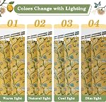 Floral Bird Shower Curtain, Boho Yellow Shower Curtain 72x72, Hummingbird Jungle Victorian Farmhouse Botanical Shower Curtain for Bathroom, Chic French Country Style