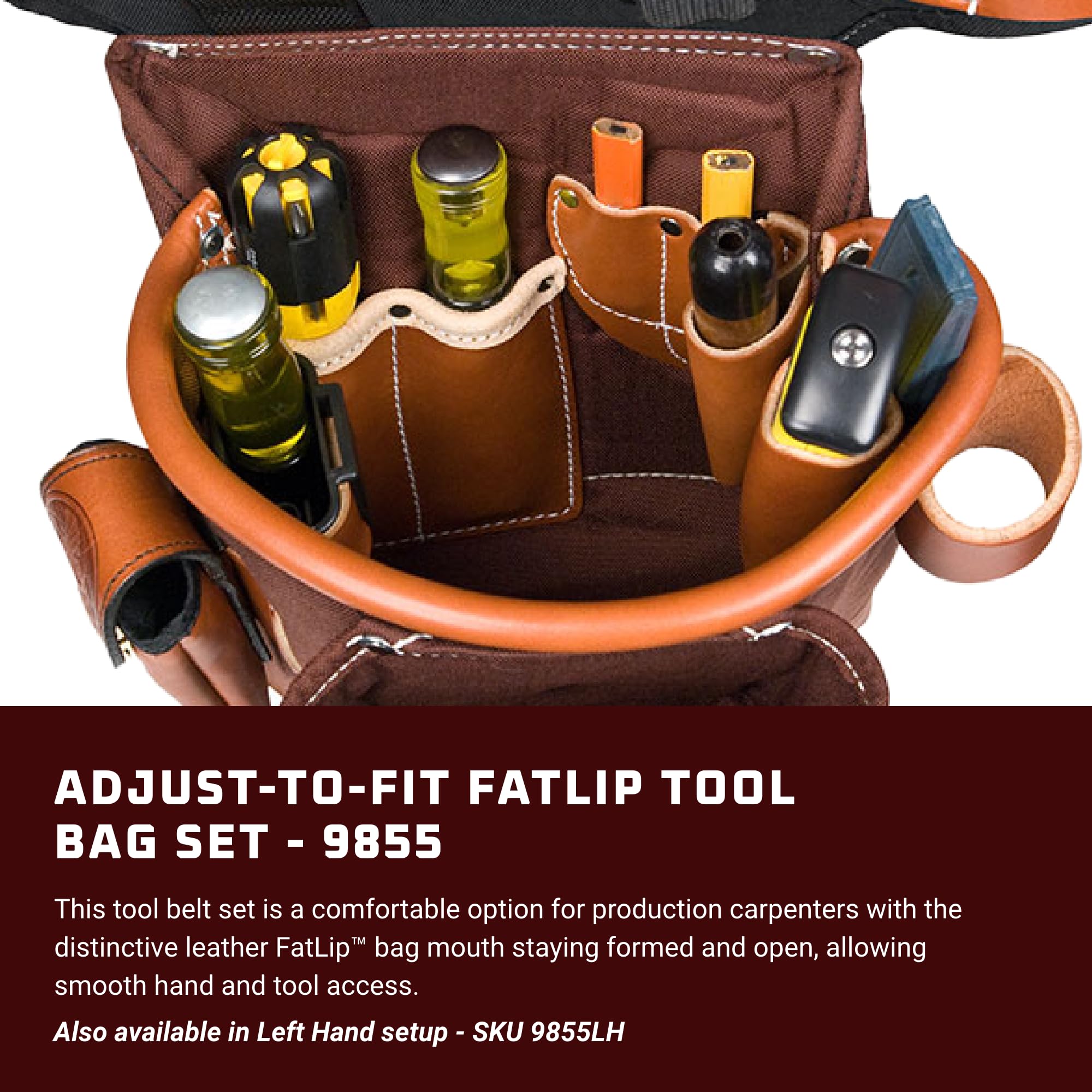 Occidental Leather Adjust-to-Fit FatLip Tool Bag Set - Cafe - 24