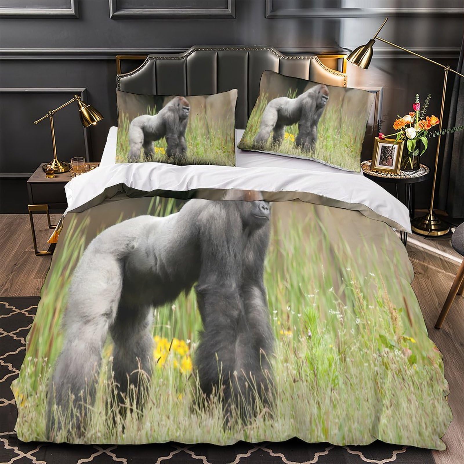 Parure de lit chèvre 3D microfibre housse de couette 200x200cm pour adulte et fille