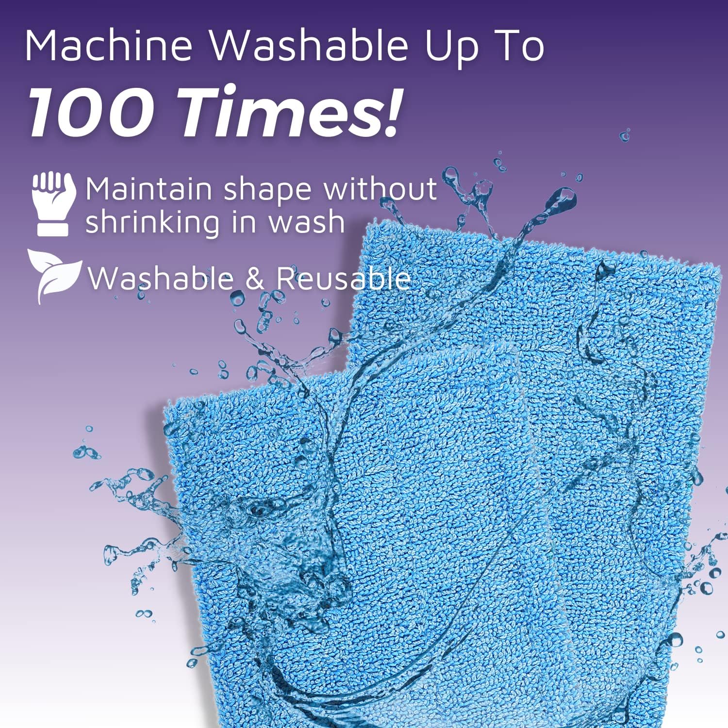 Flammi Reusable Mop Pad (UP to 100X) for Swiffer Wet Jet Spray Mop & All 10-12 Inch Flat Mop, Multi-Surface Cleaning Pad Washable Microfiber Wet Dry Mop Cloth, 4 Pack