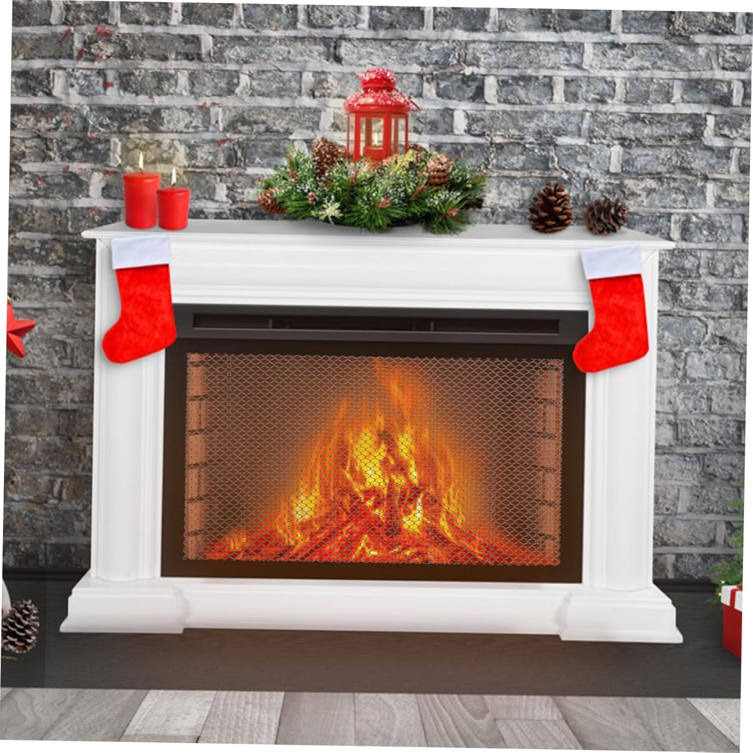 2pcs Fireplace Mesh Screen Curtain Metal Fireplace Screen Guard Easy Install