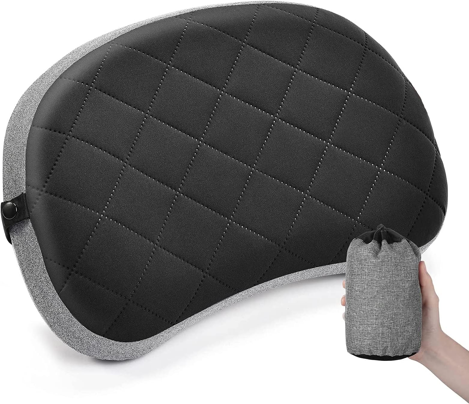 Angju Inflatable Pillow for Camping, Backpacking Pillow, Travel, Hiking, Camping Pillow- Removable Foam Cover, Compact Ultralight Blow Up Air Pillows for Sleeping, Pad Attachment Strap for Camp Mat.