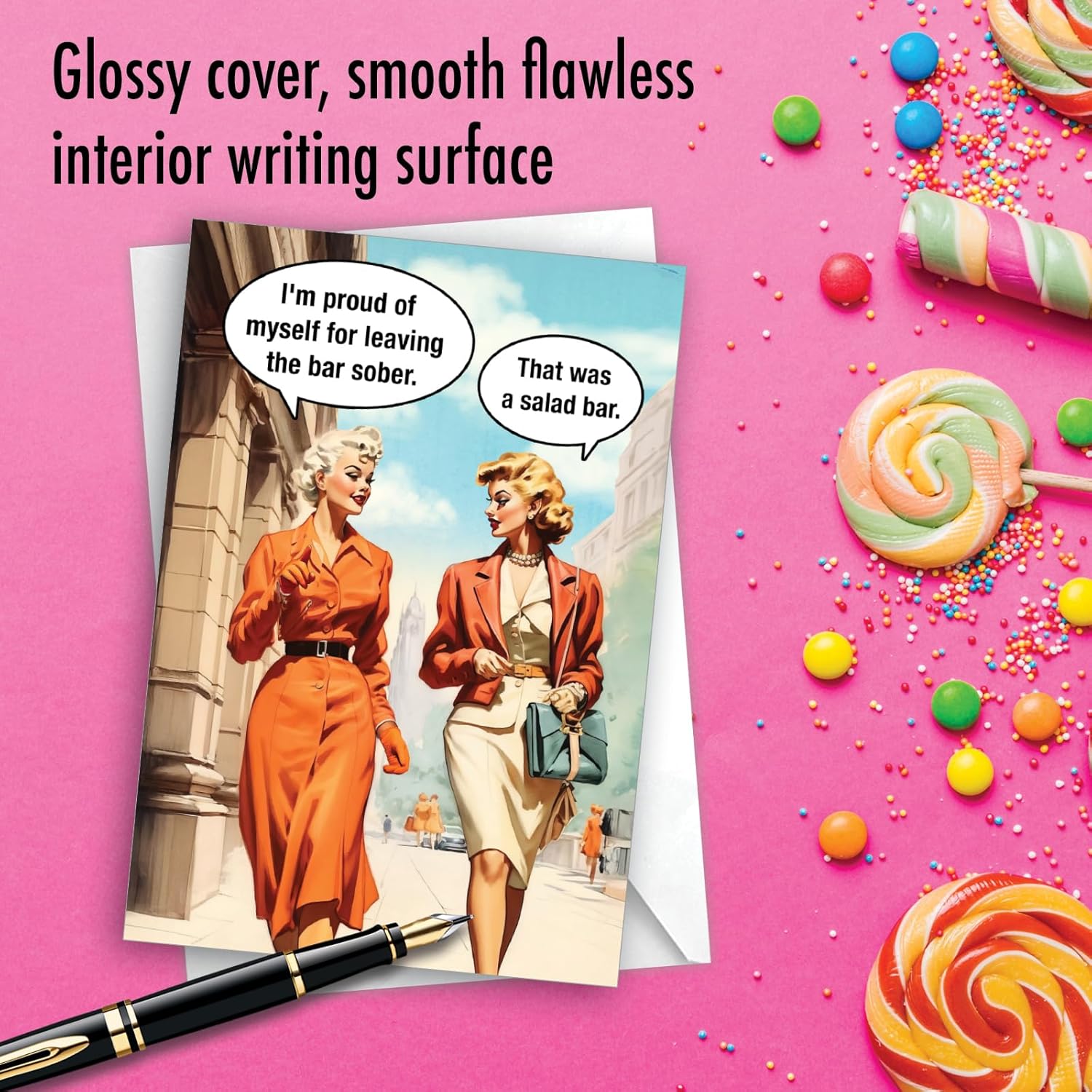 NobleWorks Funny Birthday Paper Card with 5 x 7 Inch Envelope (1 Card) Bday Salad Bar C11061BDG - Image 5