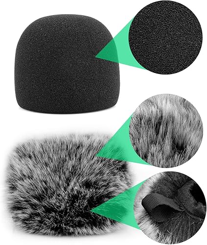 Miniatura 3 de ChromLives Funda para parabrisas de micrófono, filtro pop compatible con Yeti Nano azul, cubierta de parabrisas peludo + funda de viento de espuma