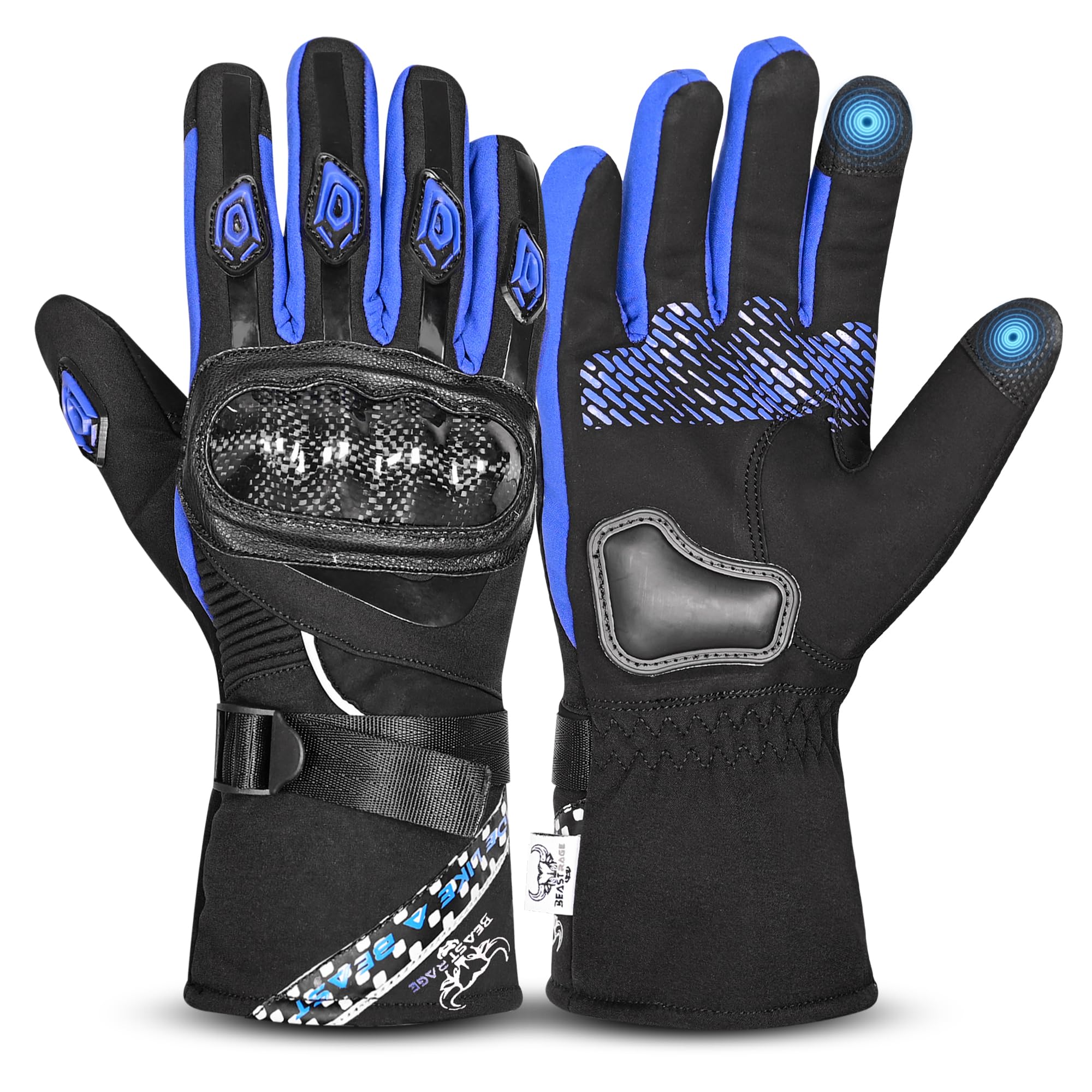 BEAST RAGE Winter Motorradhandschuhe, Thermo Motorradhandschuhe wasserdicht Winddicht für Männer und Frauen warme Motorradhandschuhe mit Touchscreen für Motocross-Rennen