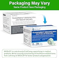 Vista 8 de LotFancy Vendaje de cuidado posterior para tatuajes, rollo de 2 pulgadas x 13 yardas, vendaje de película transparente impermeable, envoltura