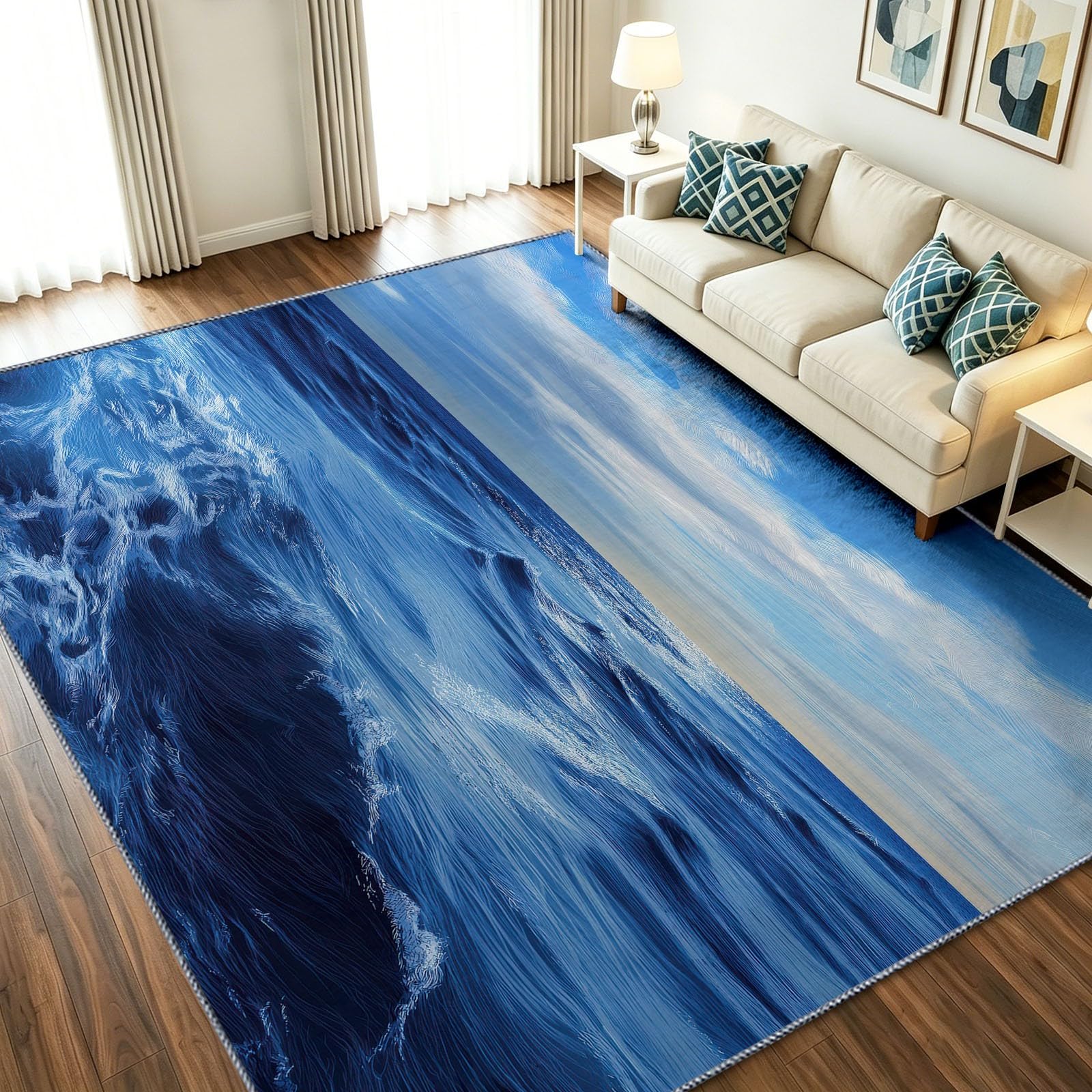 Tapis antidérapant et lavable aux coups de pinceau artistiques pour couloir doux