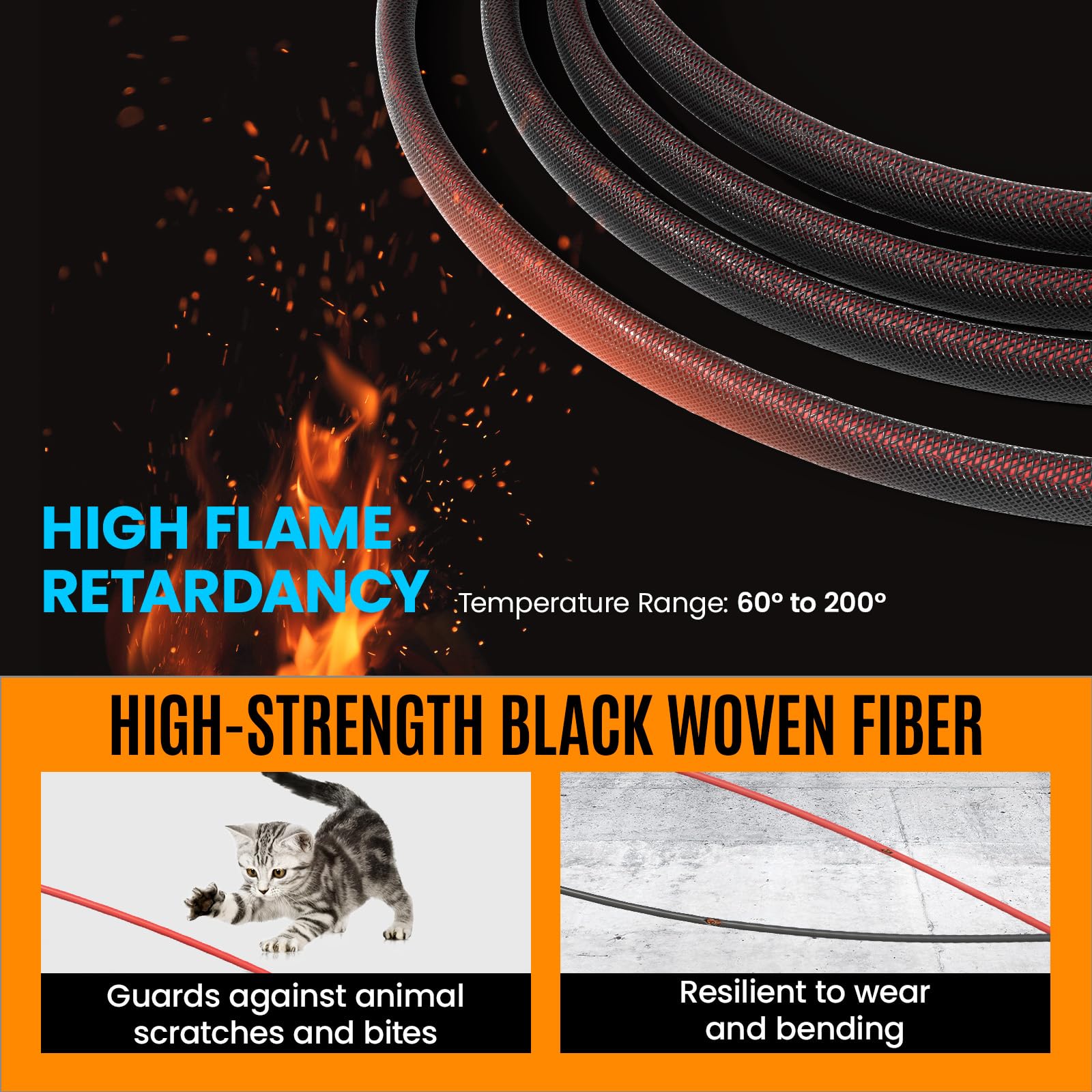 Cable de extensión de panel solar de 10 AWG, 6 mm², 20 pies, cable fotovoltaico de cobre con funda, IP67 impermeable, ignífugo, cable solar para exteriores para paneles solares y sistemas de