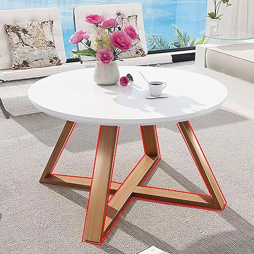 Miniatura 6 de HM&DX Mesa de centro de madera maciza, moderna mesa de centro redonda para sala de estar, mesa auxiliar de madera de granja, mesa auxiliar de mesa