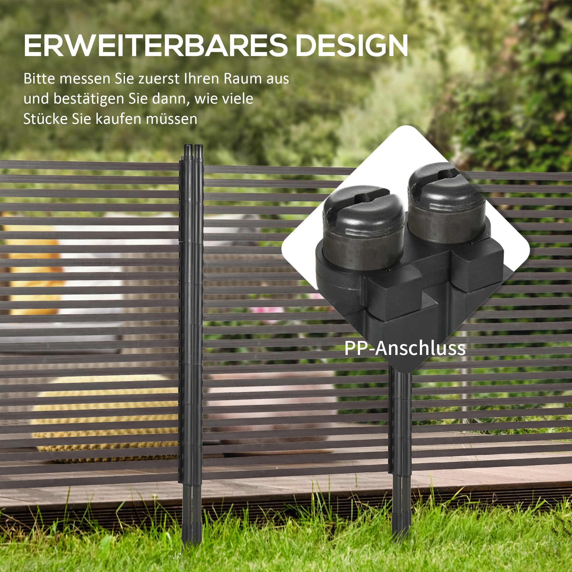 Outsunny Gartenzaun Dekorativer Gitterzaun Set 93 x 150 cm hoch Braun