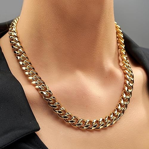 Miniatura 3 de LIFETIME JEWELRY 11mm Miami Curb Cuban Link Chain Necklace 24k Real Gold Plated