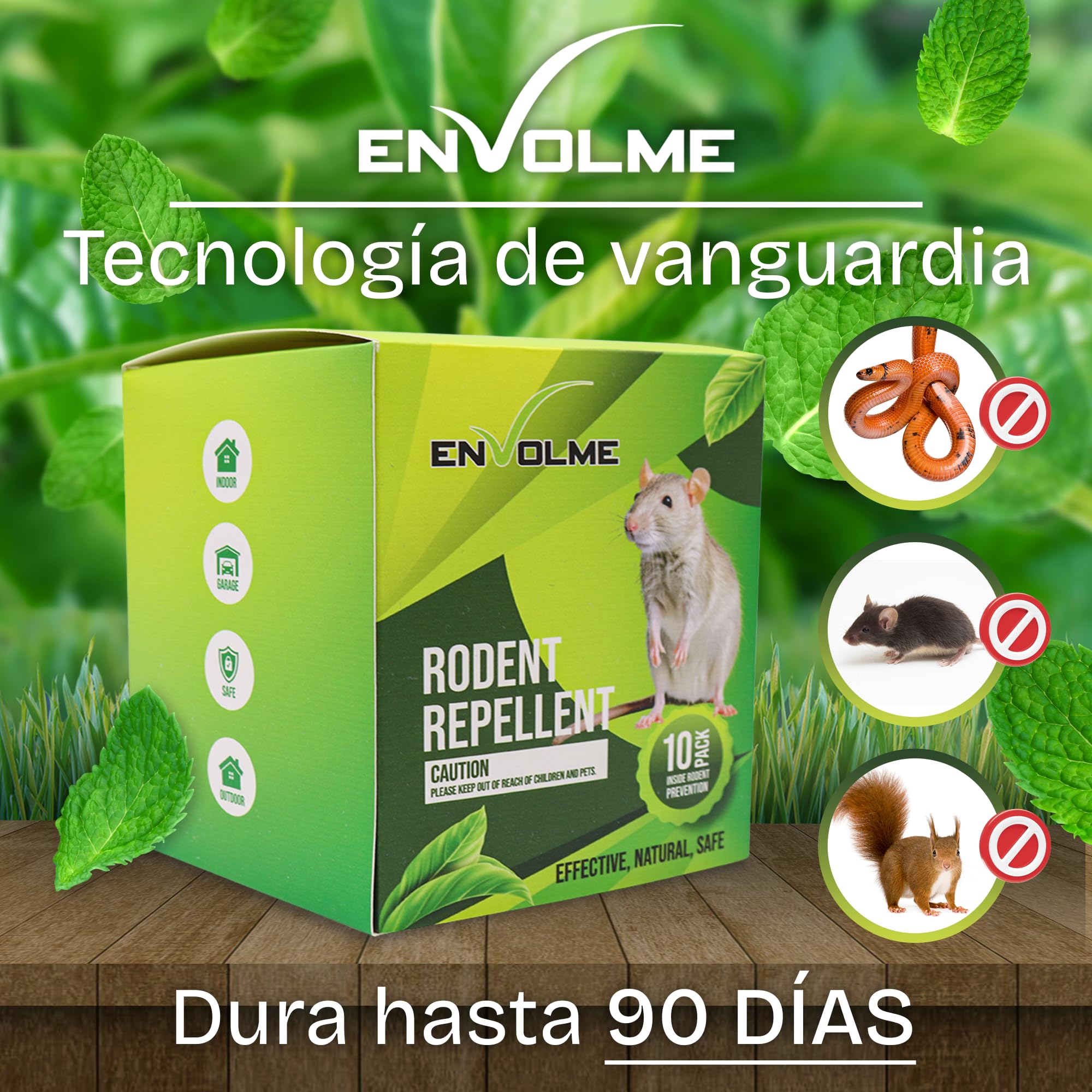 Repelente Ratas y Ratones - Ahuyentador de Ratas y Ratones - hasta 6 Meses de duracion - 10 Bolsas para Interiores y Exteriores Eficaz. Cuidado con el Medio Ambiente No Tóxico