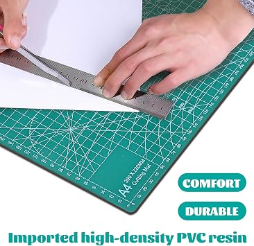 A4 Cutting Mat,Thickened Self Healing Sewing Cutting Mat, 21 * 30 CM, Double Sided Table Cutting Board for Fabric Quilting Leather Arts Hobby,Green