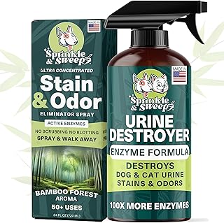 Urine Destroyer Enzyme Cleaner Spray | Cat & Dog Urine Stain and Odor Eliminator | Enzymatic Carpet Cleaner for Pets | Cat Pee Enzyme Cleaner (24oz)