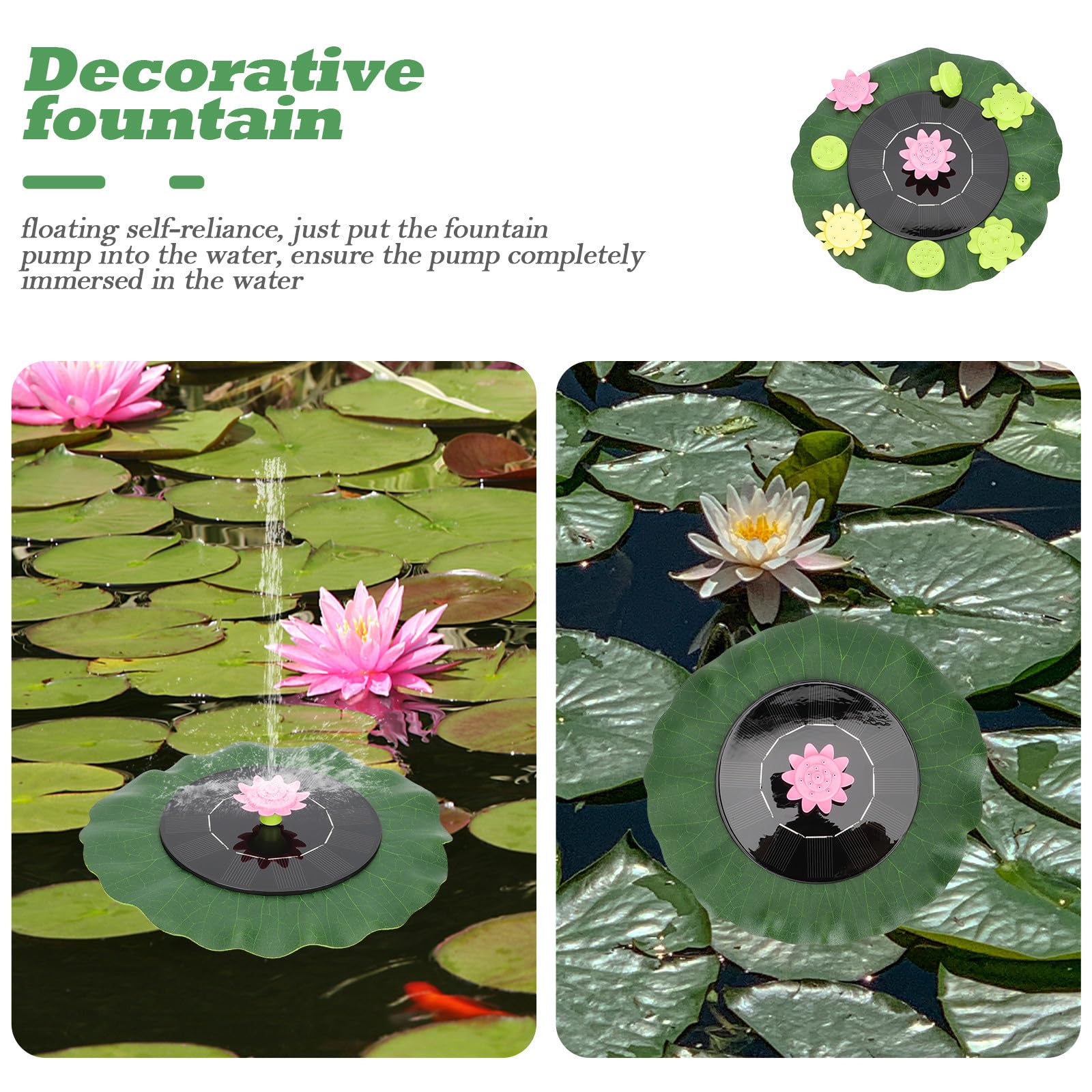 Lotusblatt Solarbrunnen für Teich und Garten, 6vdc 1w ABS