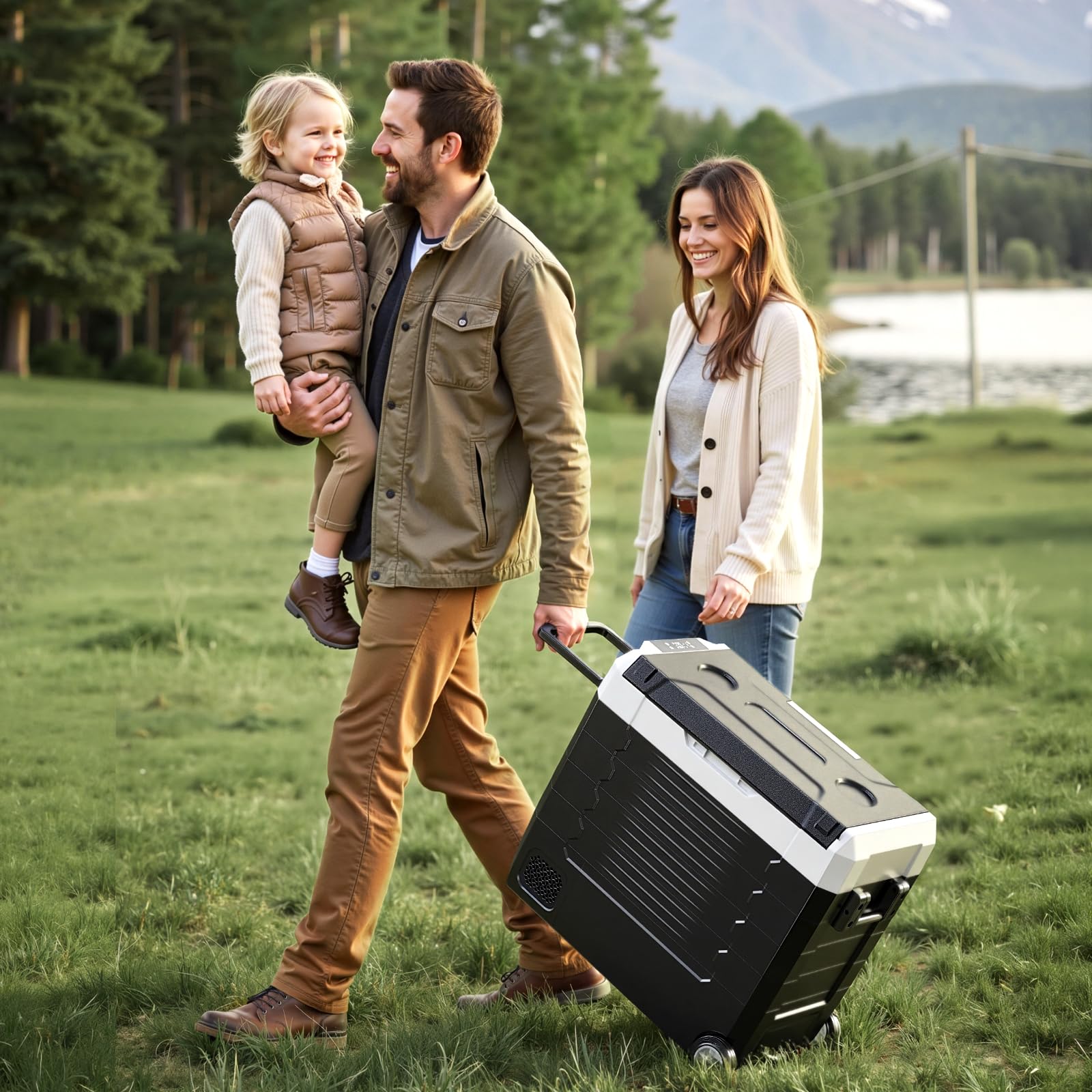 VEVOR Frigorifero Portatile a Compressore da Auto CC 12V/24V CA 100-240V, Frigo Portatile per Campeggio Viaggio Pesca Capienza 55 Litri Contenitore -20 a 20 °C Doppia Zona per Caravan