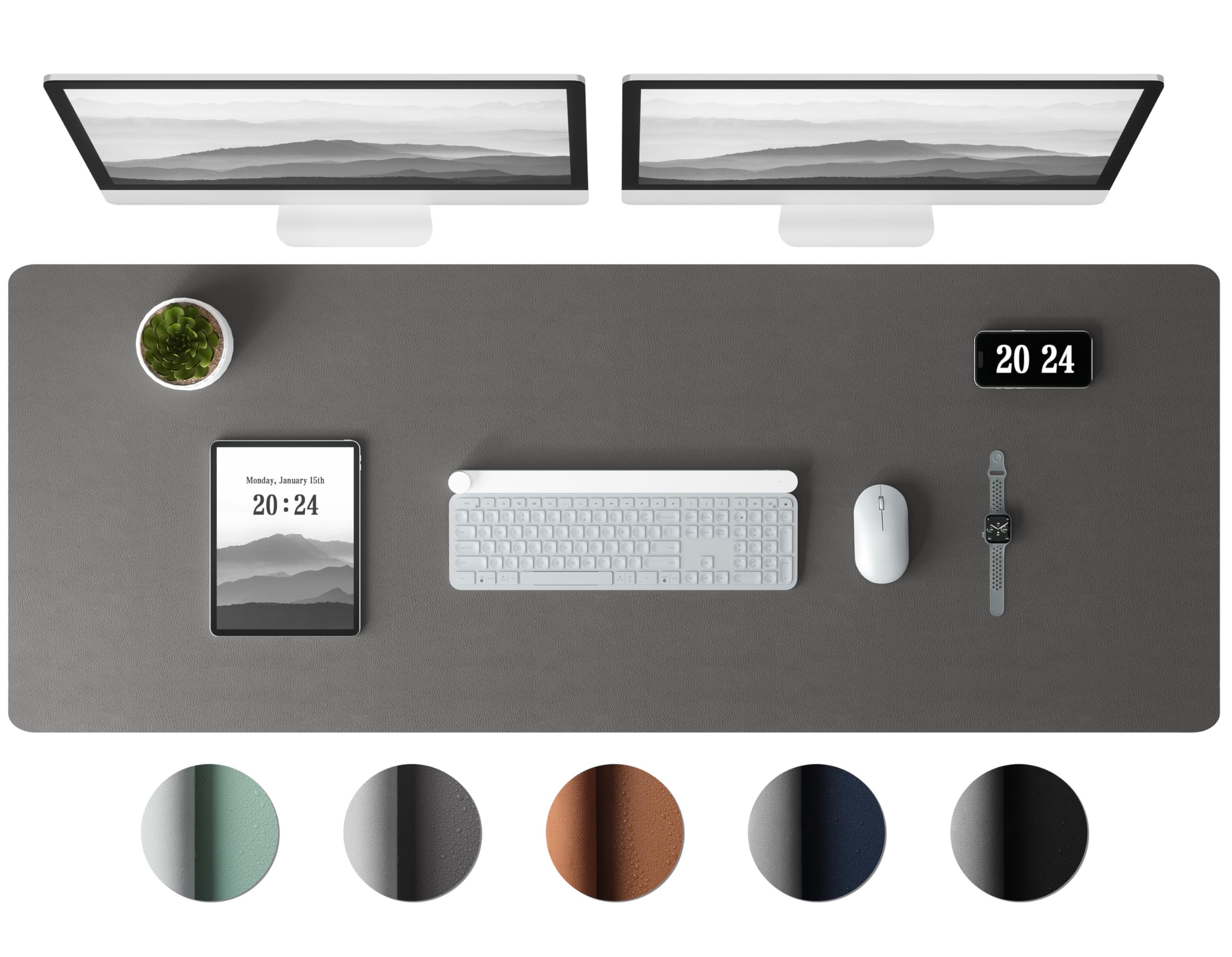 Aothia Leather Desk Pad Protector - Large Mouse Pad, Office Desk Mat, Non-Slip PU Leather Desk Blotter, Laptop Desk Pad, Waterproof Desk Writing Pad