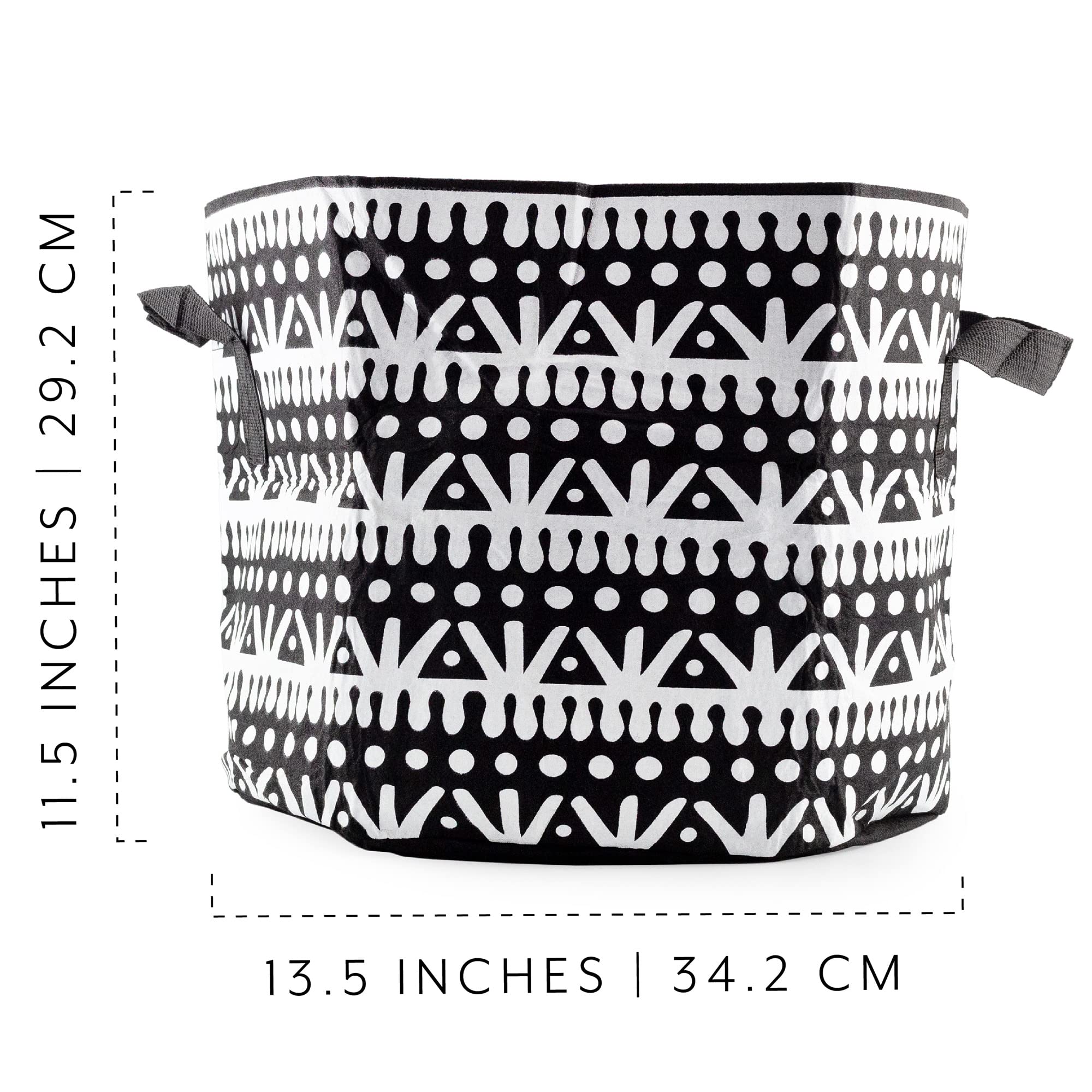 Darware Lot de 4 sacs de culture de 7 gallons - Style bohème noir et blanc - Sacs de fleurs en tissu au design ethnique géométrique
