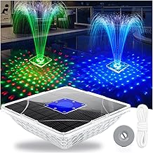 LanBlu Solar Fountain with Light Show, 2 Modes Floating Pool Fountain, Maximum Spray Height 110 cm, Floating Solar Fountain for Outdoor Pond