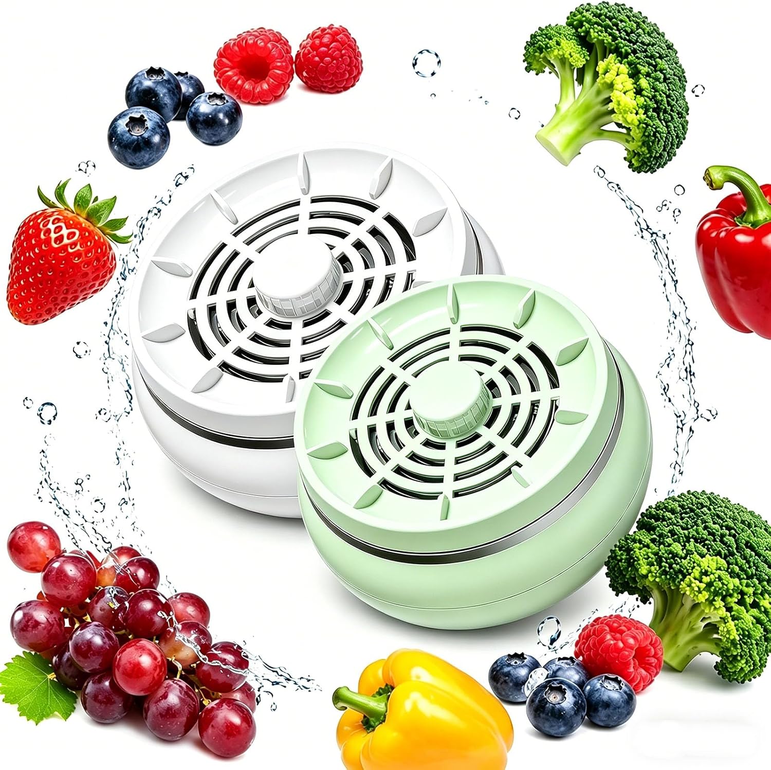 Fruit and Vegetable Washing Machine, Upgraded Portable Fruit Cleaner Device, Device 3600mah 4 Modes 3 Minutes of Deep Cleansing, Waterproof Food Purifier for Cleaning Veggie Meat Seafood (White+Green)