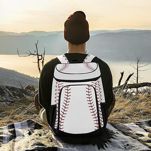 Miniatura 6 de xigua Mochila deportiva de béisbol a rayas a prueba de fugas, gran capacidad, aislada, bolsa de almuerzo para trabajosenderismo, campamentoplayapesca