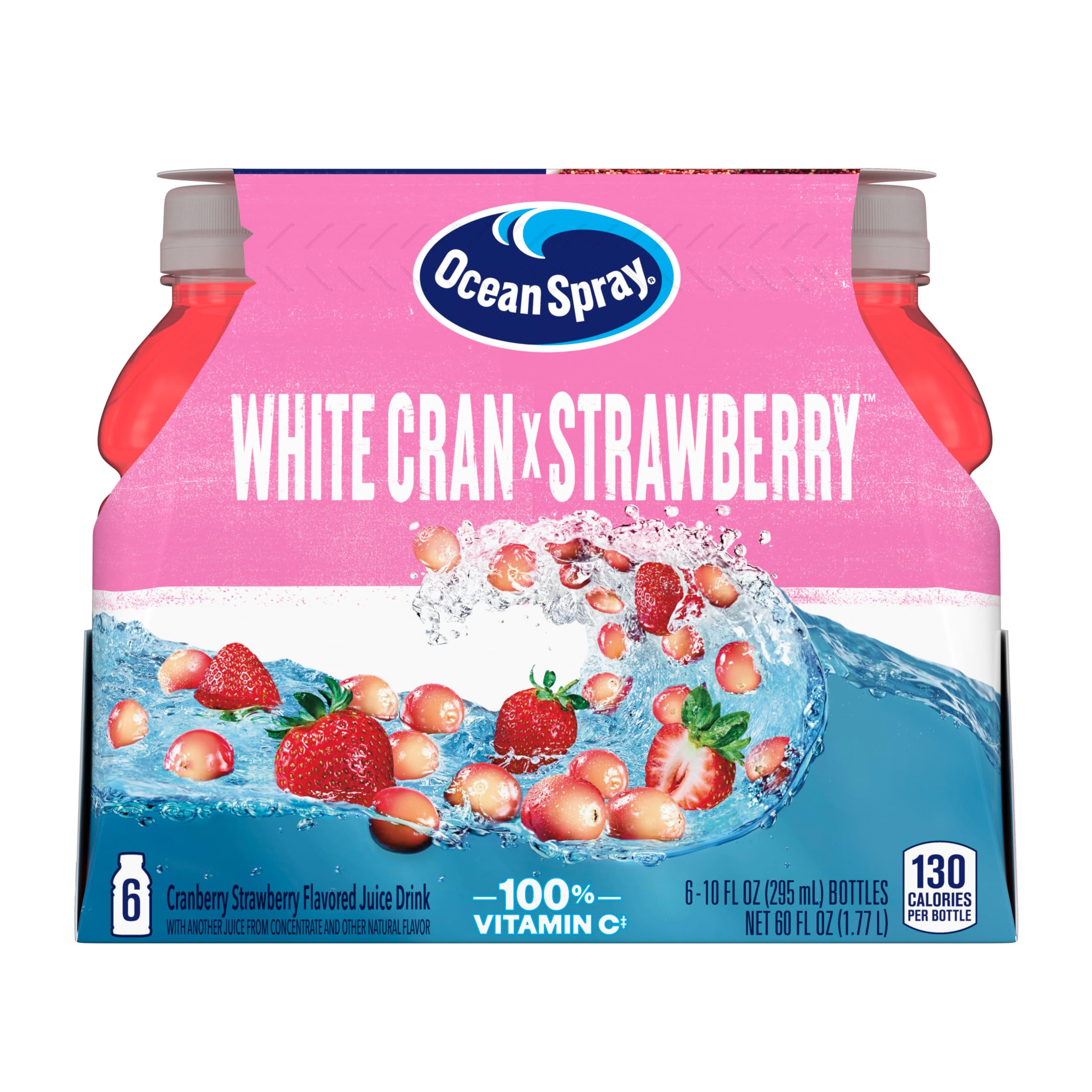Ocean Spray® White Cranberry Strawberry Juice Drink, 10 Fl Oz Bottles, 6-Count (Pack of 1)