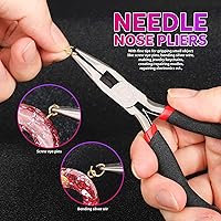 Vista 6 de LEOBRO Hand Drill, 222 PCS Pin Vise Hand Drill with Drill Bits(0.8 mm-3 mm), Needle Nose Pliers, Keychain Making Kit, Jewelry Making Supplies, Hand