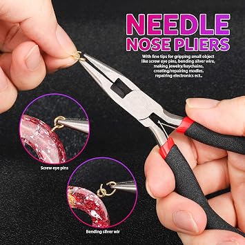 LEOBRO Hand Drill, 222 PCS Pin Vise Hand Drill with Drill Bits(0.8 mm-3 mm), Needle Nose Pliers, Keychain Making Kit, Jewelry Making Supplies, Hand Drill Tools for Jewelry Keychains Making