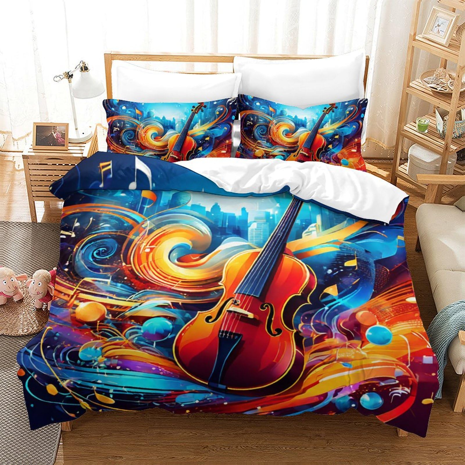 Housse de couette violon 3D 200x200 cadeau idéal pour musicien