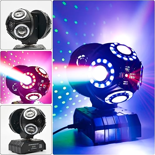 Miniatura 4 de Double Head Moving DJ Lights Rotating RGB Star Light Party Light Beam Stage Strobe Lights 120W LED Infinity Rotation DMX512 with Sound Activated