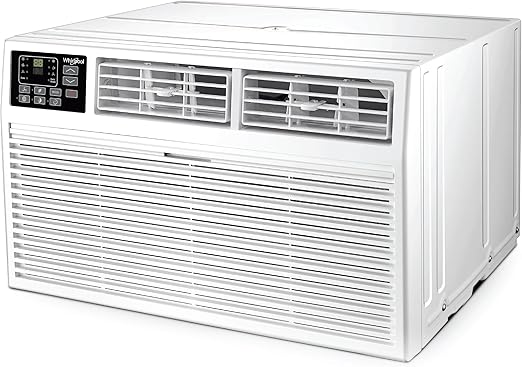 Whirlpool 10,000 BTU Through the Wall Air Conditioner, 115V, Cools up to 450 Sq. Ft. for Living Room, Bedroom, Kitchen with Dehumidifier and Remote Control, White