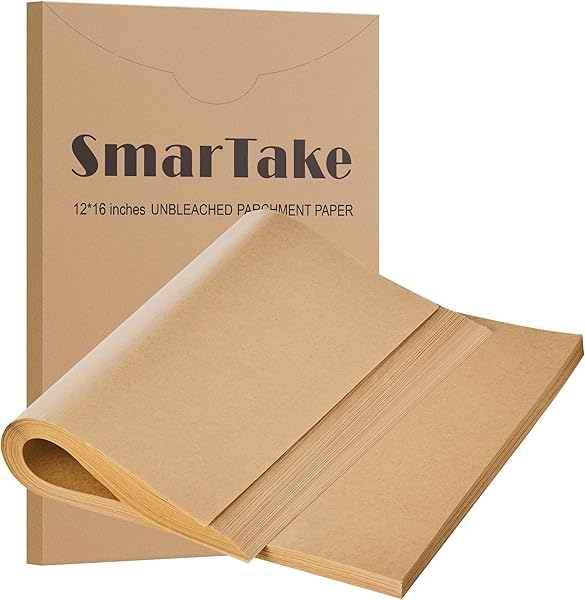 SMARTAKE 200-count precut 12x16-inch unbleached parchment paper sheets