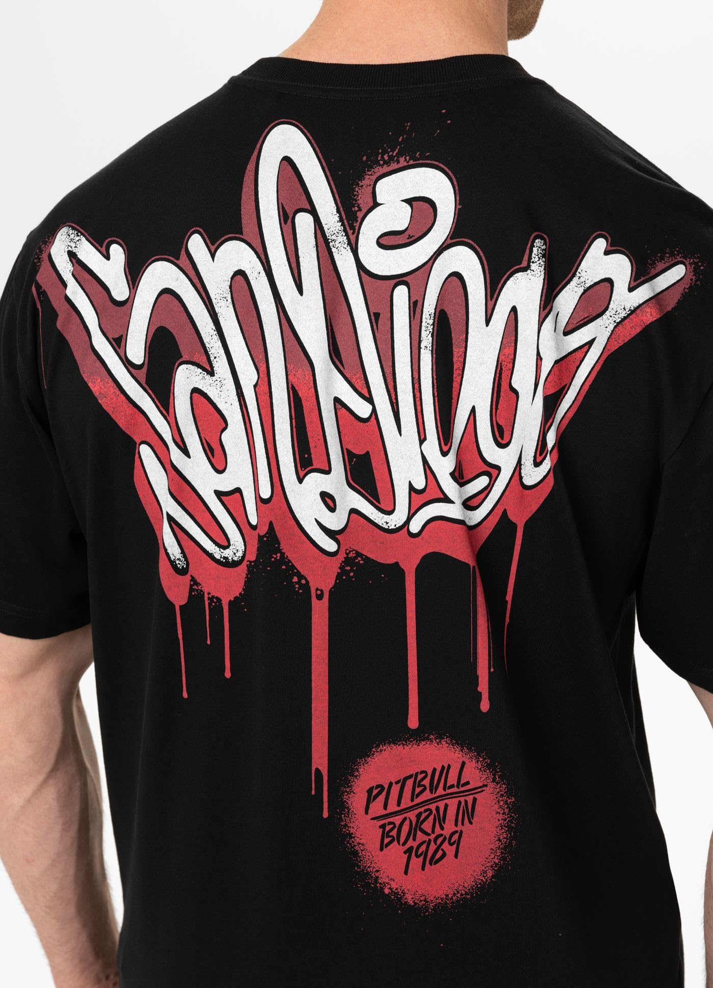 PITBULL - Maglietta da Uomo Oversize con Stampa Graffiti, Cotone 210g, Girocollo, Streetwear, Abbigliamento Casual, Maglietta in Stile Urbano, Maglietta di Cotone