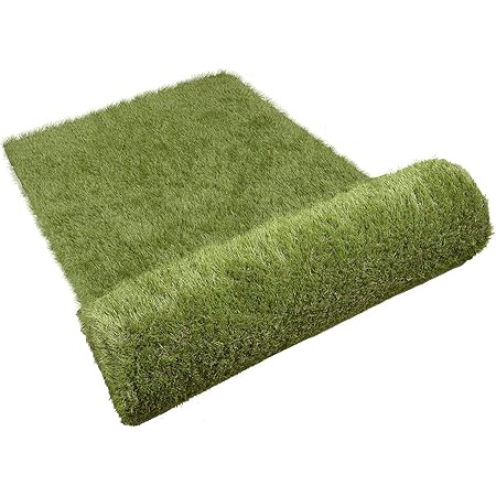 Amazon Hugoo 人工芝 リアル ロール U字ピン付 芝丈35mm 密度2倍 ロール 庭 ガーデニング ガーデン ベランダ バルコニー 屋上 テラス 芝生 マット シート 1m 5m 夏秋色 人工芝