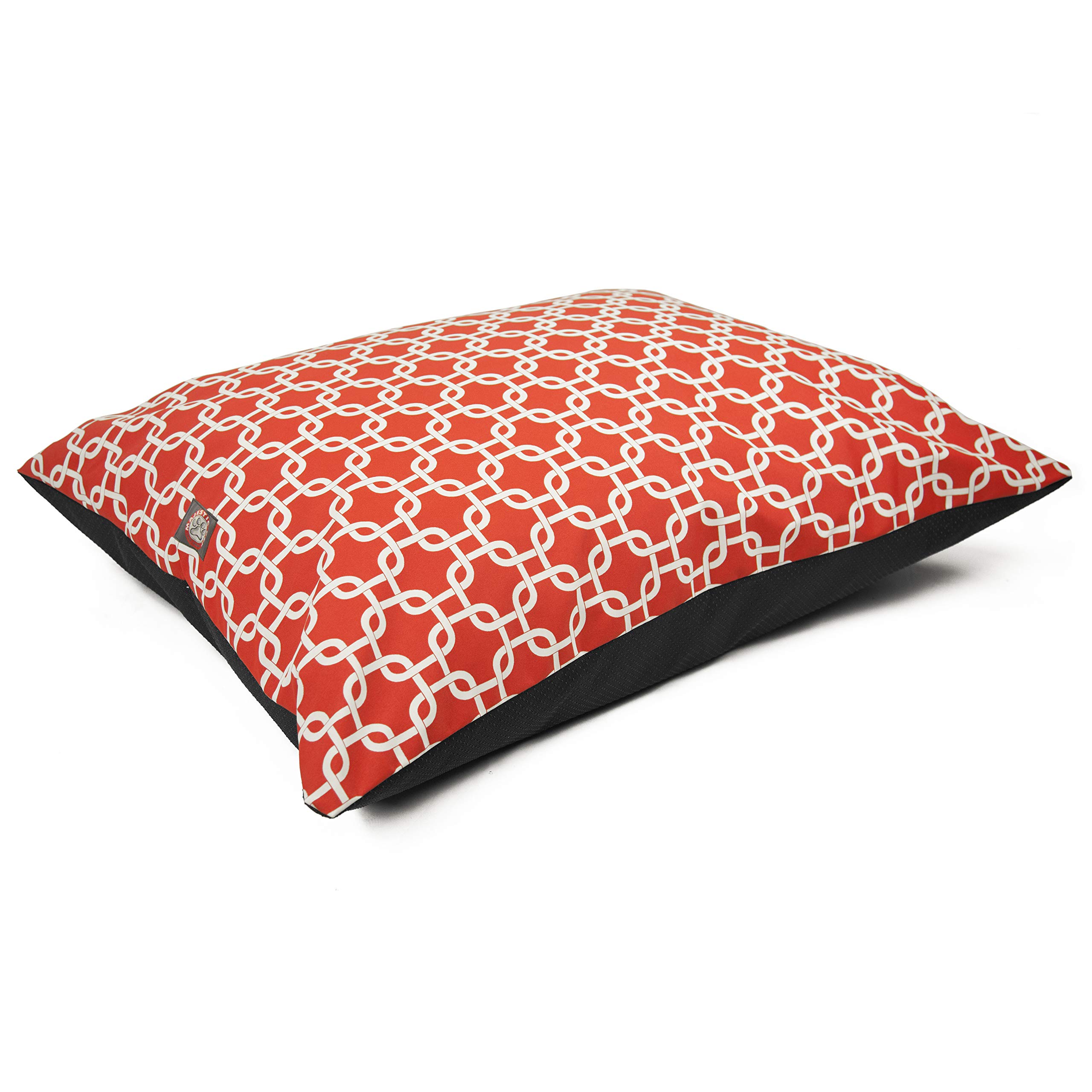 Majestic Pet Rectangle Large Comfy Non Slip Washable Dog Bed - Super Value Pillow - Dog Kennel &amp; Crate Bed for Sleeping, Breed: Large - 46 x 35 Inch - Links Red