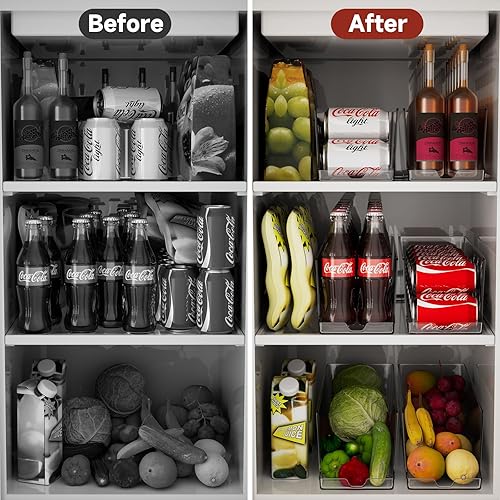 Miniatura 3 de TCHCWYS Paquete de 4 organizadores transparentes apilables de latas de soda con tapas, contenedores organizadores de refrigerador, dispensador de