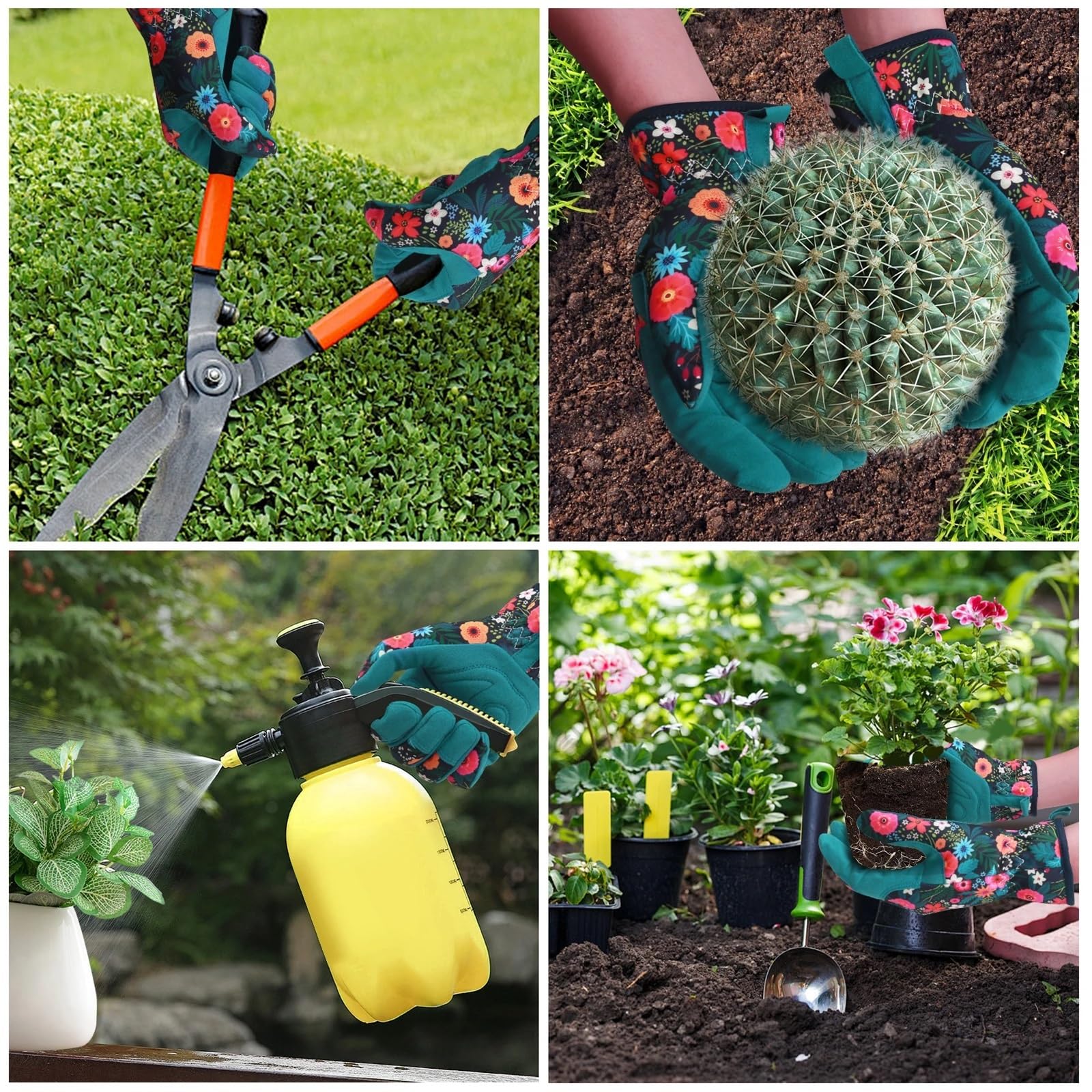 Guantes de trabajo for jardinería, desmalezado, a prueba espinas, cuero transpirable, resistentes a pinchazos for excavar, plantar flores y podar Para jardinería(Green)