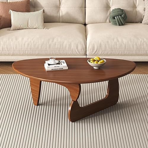 Miniatura 3 de Mesa auxiliar de madera, mesa de centro triangular moderna de mediados de siglo para sala de estar, patas y mesa de madera maciza rústica, mesa