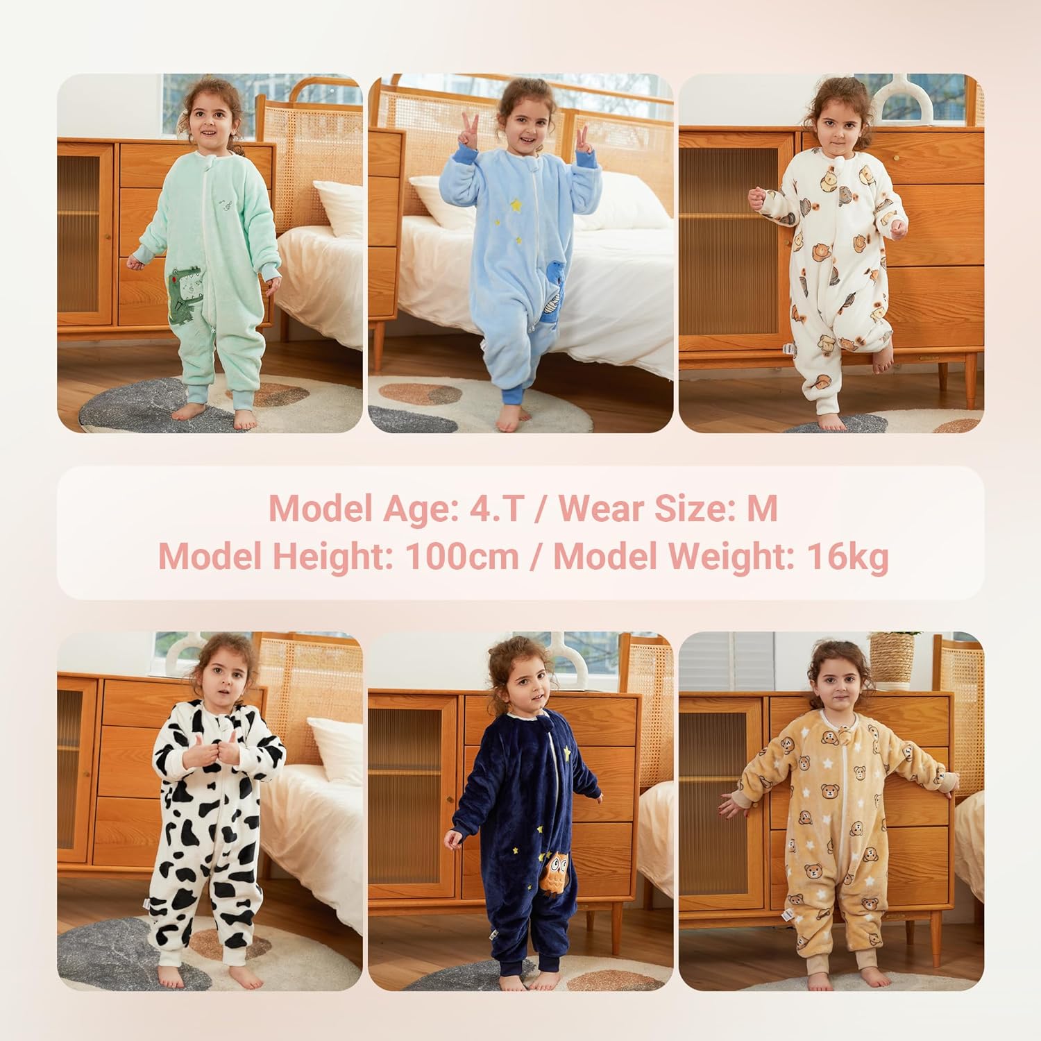 MICHLEY Flannel Baby Sleeping Bag Unisex Pajamas, Long Sleeve Zipper Wearable Sleeping Sack for Autumn Winter Boys Girls