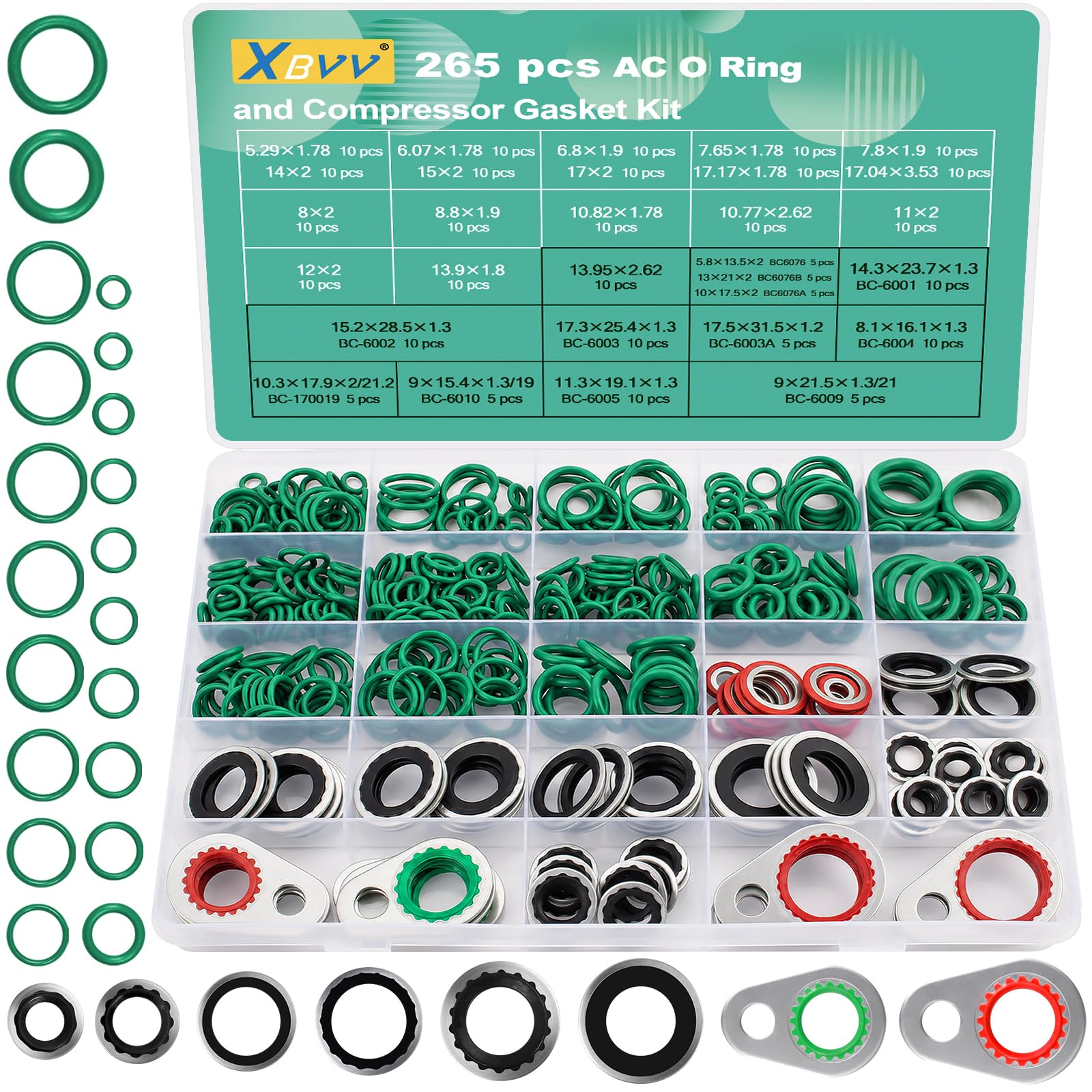 378 Pcs Sealing Washer Kit - NBR Metal Bonded Gaskets -11 378 Pcs Sealing Washer Kit - NBR Metal Bonded Gaskets -11