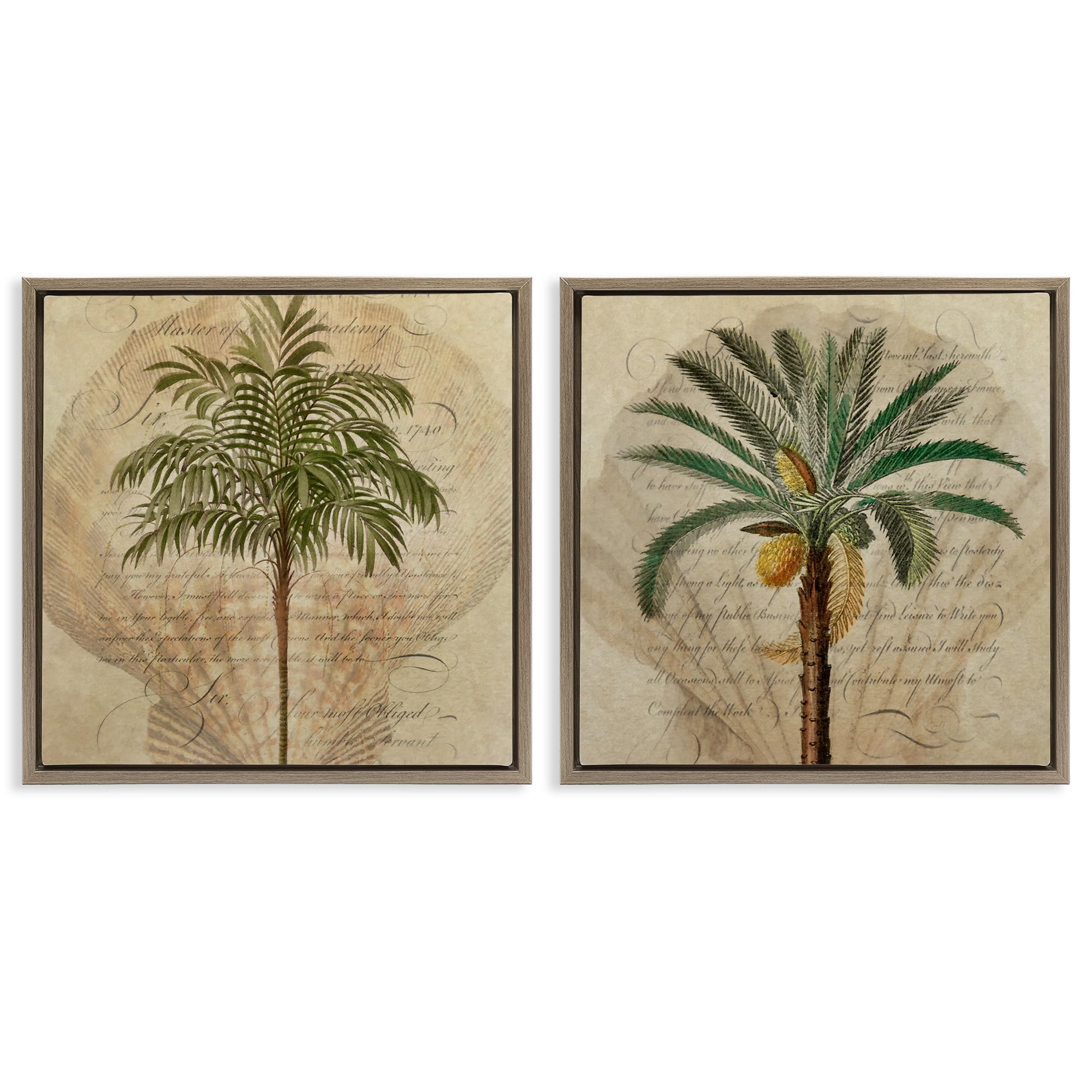 'Subdued Tropical Palms'| 2pc Floating Frame Art Set 2