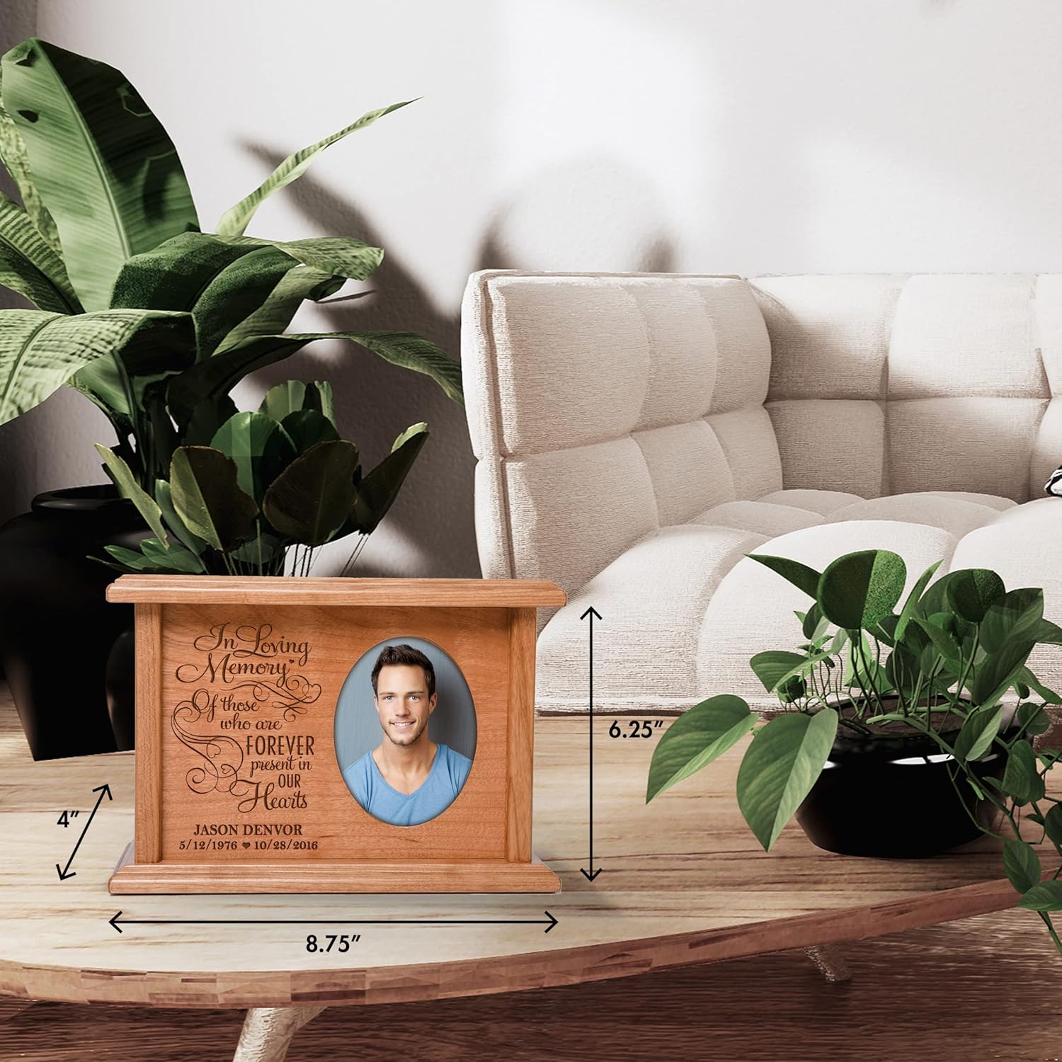 Lifesong Milestone Small Urns For Human Ashes Keepsake Urn Box Personalized Urn Wooden Urns For Ashes Adult Male Bereavement Gifts For Loss Of Father Or Loved One Photo Urn Decorative Urns Funeral Urn